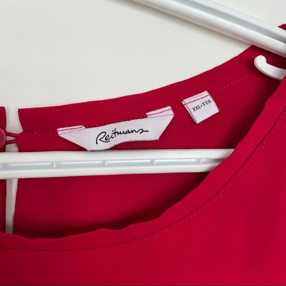 Reitmans XXL Red Blouse, shoulder ruffle detail - Picture 6 of 7